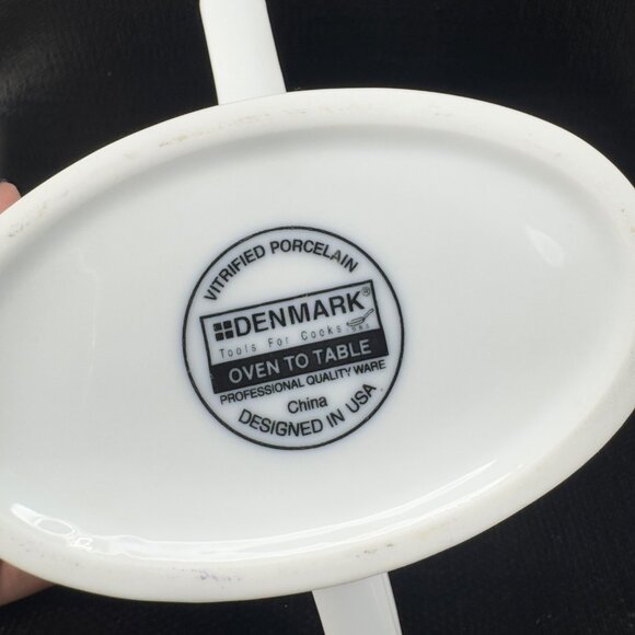 Denmark Oven To Table White Stoneware Ceramic Gravy Boat Sauce Dish With Handles - Picture 6 of 12
